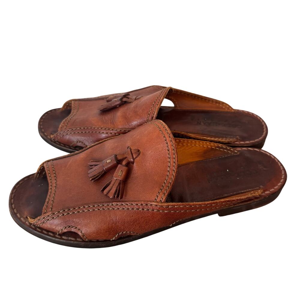 Cole Haan brown leather tassel slide mule sandals Women’s Size 9.5 open-toe